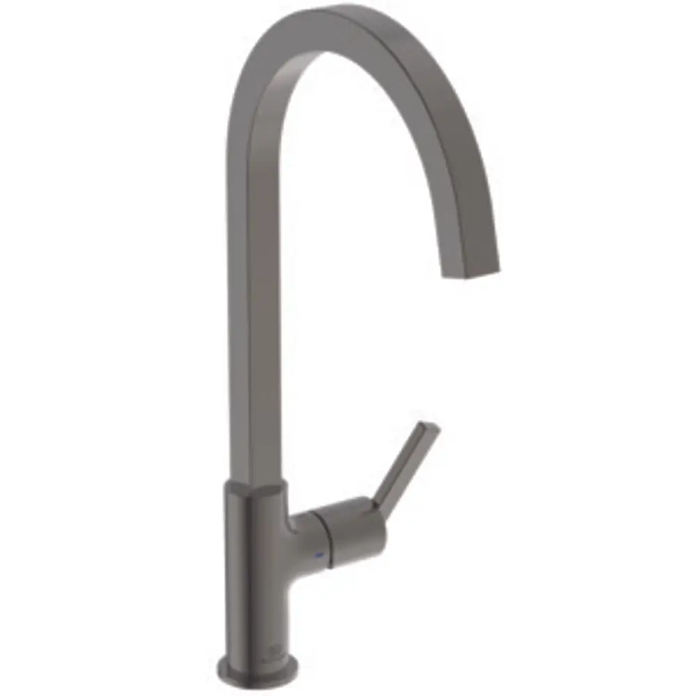 Küchenarmatur von Ideal Standard mit einem schlichten, geraden Auslauf und einem Hebel zur Einstellung der Wassertemperatur. In einer neutralen Farbgebung gehalten.